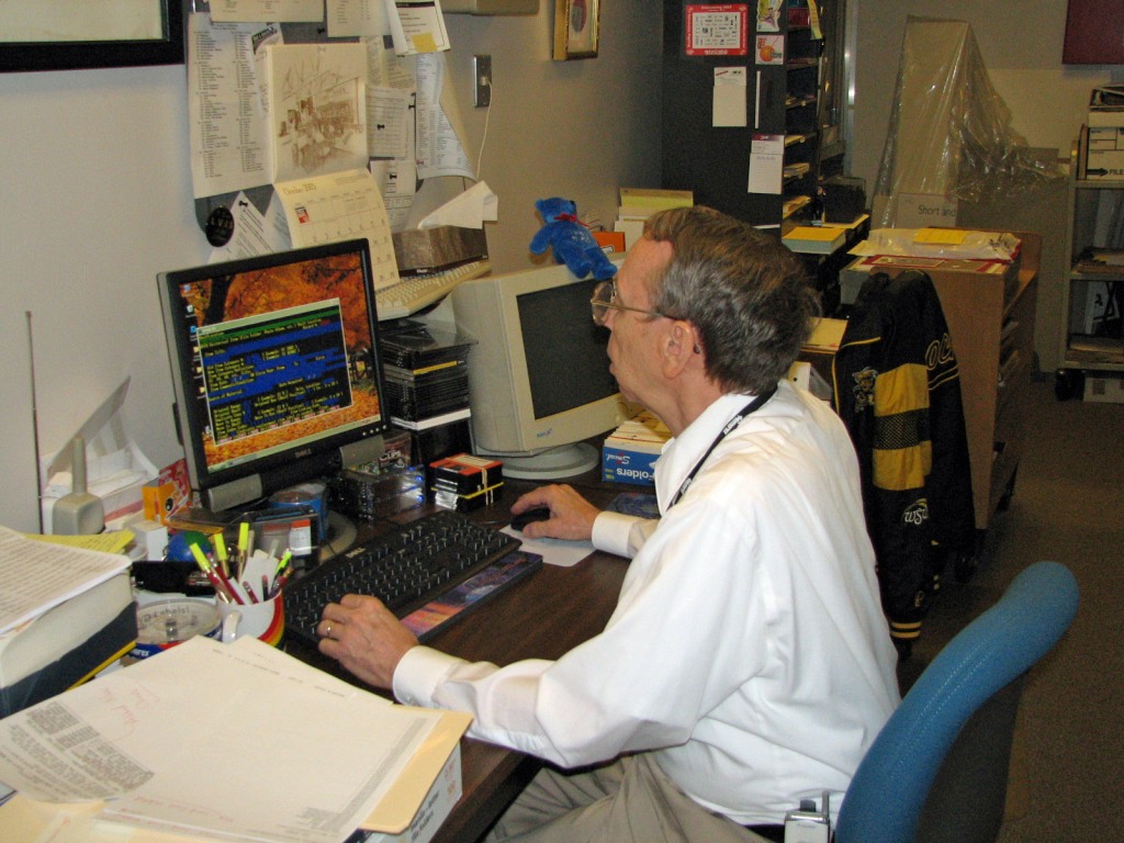 David Swan Octo 2006 Working at the Historical Collection main desk